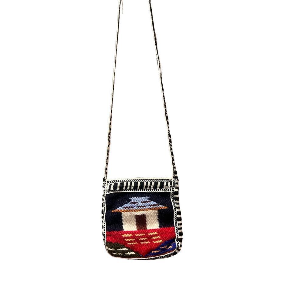 Artisan Made Hippie Boho Hand Woven Purse Wool Crossbody Bag Ecuador Aztec